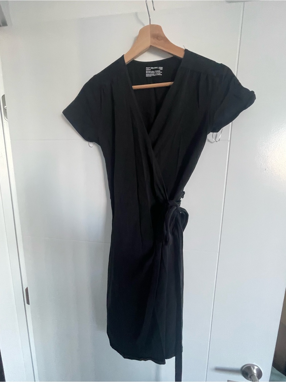 Elegant Black Wrap Midi Dress with Side Tie